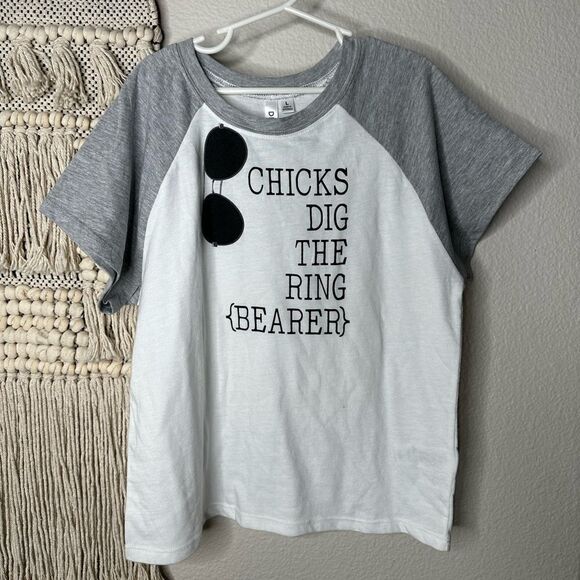 Kids Chicks Dig the Ring Bearer T-Shirt Large - Picture 1 of 2